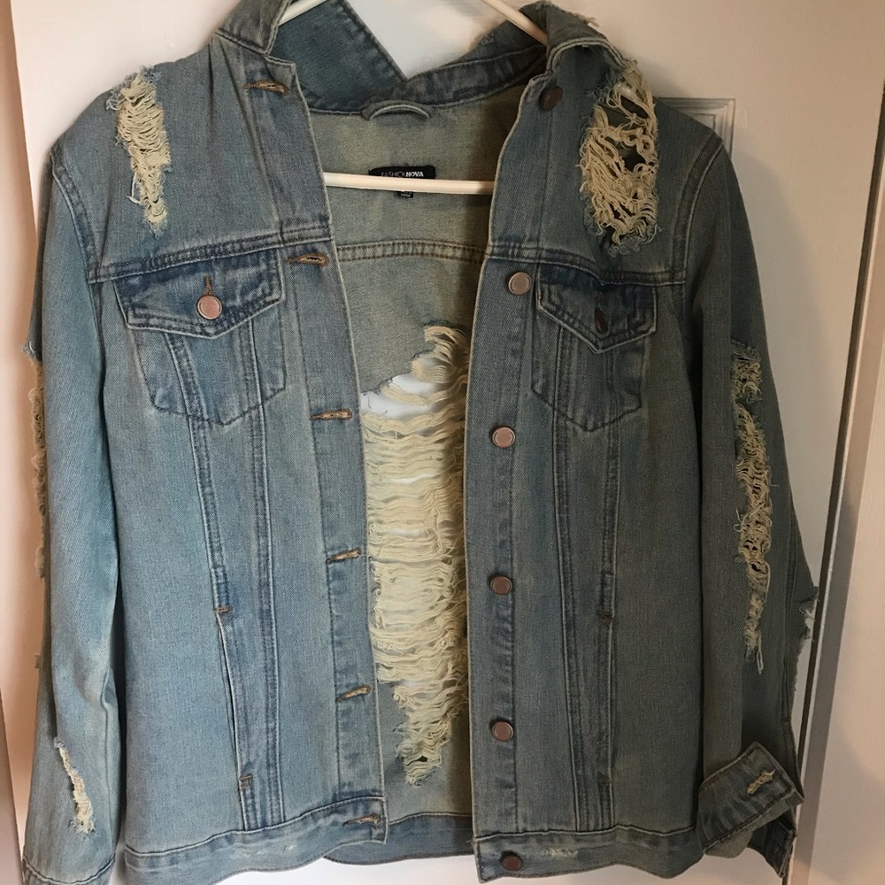 Ripped jean jacket from fashion nova